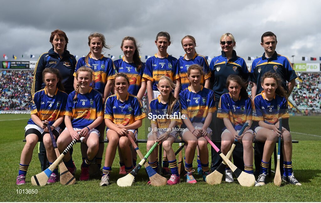 21 June 2015; Tipperary girls team from the Primary Go Games played at half time. Munster GAA Hurling Senior Championship, Semi-Final, Limerick v Tipperary, Gaelic Grounds, Limerick. Picture credit: Brendan Moran / SPORTSFILE