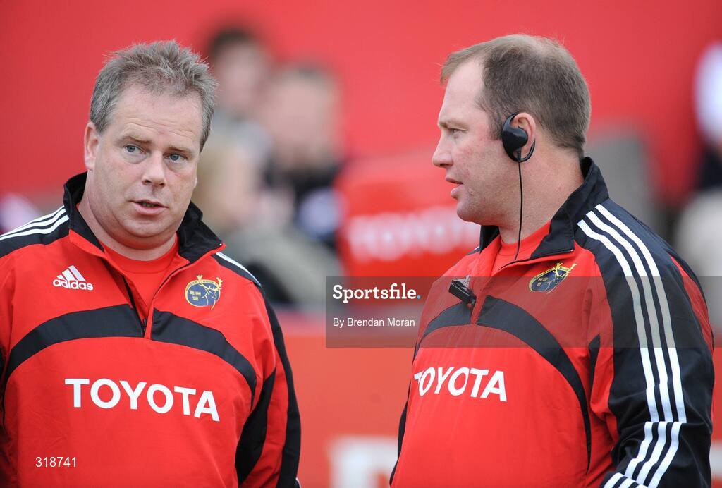 29 August 2008; Tony McGahan, right, head coach, Munster, with operations manager Bryan Murphy. Pre-Season Friendly - Munster v London Irish, Musgrave Park, Cork. Picture credit: Brendan Moran / SPORTSFILE