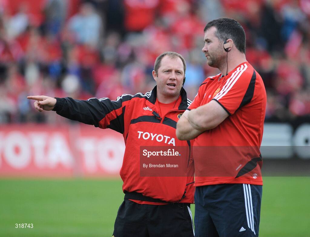 29 August 2008; Tony McGahan, left, head coach, Munster, with Anthony Foley. Pre-Season Friendly - Munster v London Irish, Musgrave Park, Cork. Picture credit: Brendan Moran / SPORTSFILE