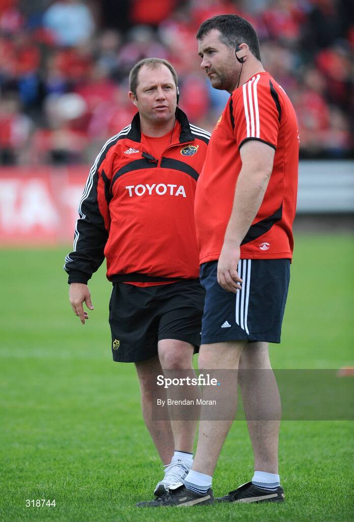 29 August 2008; Tony McGahan, left, head coach, Munster, with Anthony Foley. Pre-Season Friendly - Munster v London Irish, Musgrave Park, Cork. Picture credit: Brendan Moran / SPORTSFILE