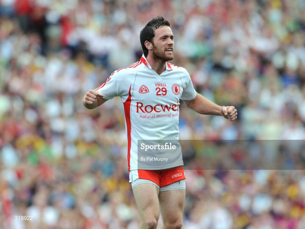 31 August 2008; Tyrone's Martin Penrose celebrates after a late point. GAA Football All-Ireland Senior Championship Semi-Final, Tyrone v Wexford, Croke Park, Dublin. Picture credit: Pat Murphy / SPORTSFILE