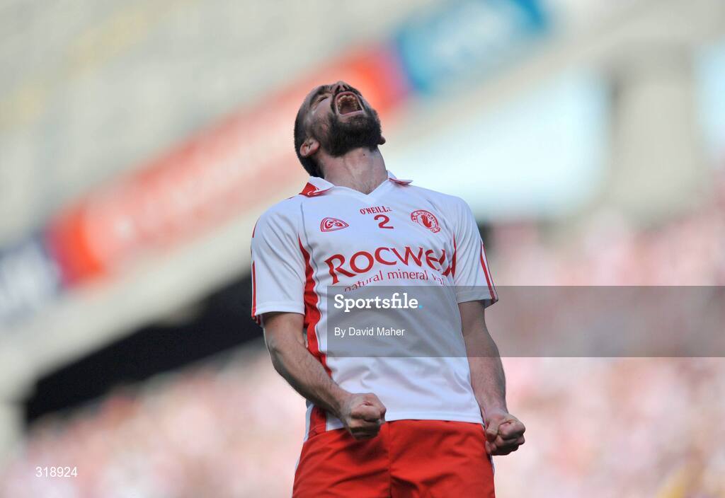 31 August 2008; Ryan McMenamin, Tyrone, celebrates during the closing stages of the game. GAA Football All-Ireland Senior Championship Semi-Final, Tyrone v Wexford, Croke Park, Dublin. Picture credit: David Maher / SPORTSFILE