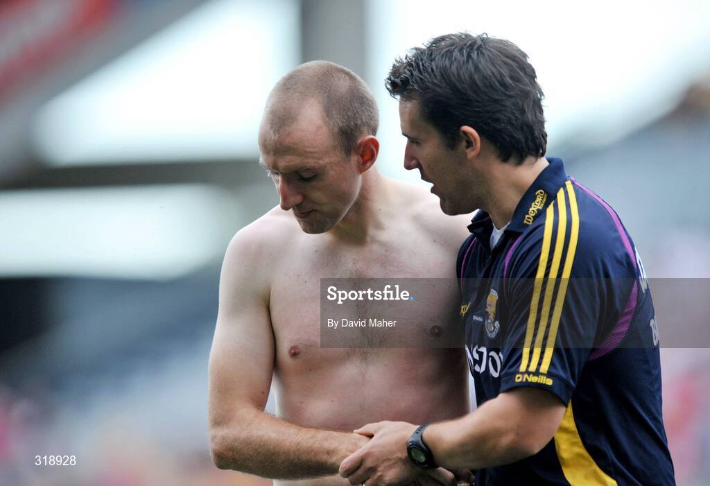 31 August 2008; Wexford manager Jason Ryan with Philip Wallace at the end of the game. GAA Football All-Ireland Senior Championship Semi-Final, Tyrone v Wexford, Croke Park, Dublin. Picture credit: David Maher / SPORTSFILE