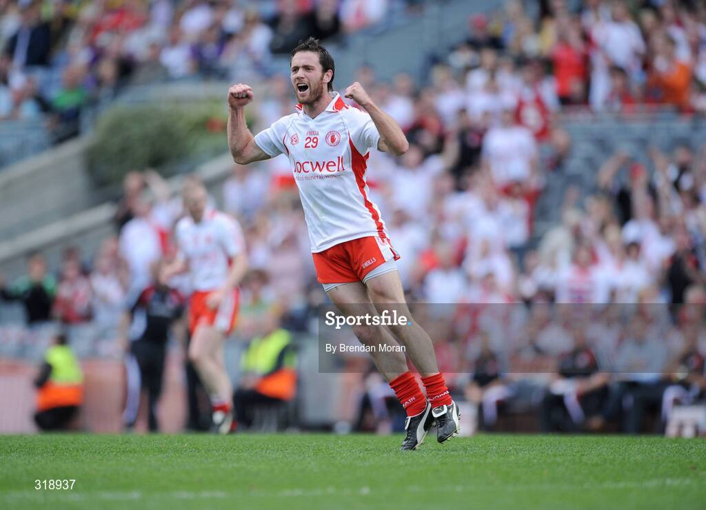 31 August 2008; Martin Penrose, Tyrone, celebrates after scoring a late point. GAA Football All-Ireland Senior Championship Semi-Final, Tyrone v Wexford, Croke Park, Dublin. Picture credit: Brendan Moran / SPORTSFILE