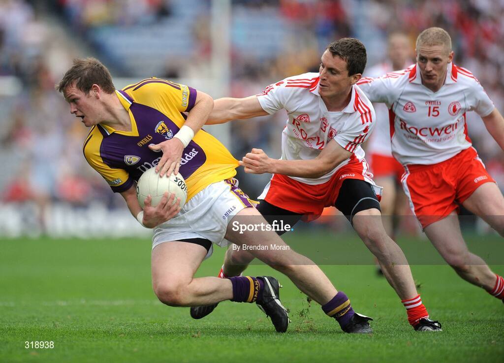 31 August 2008; David Murphy, Wexford, in action against Tommy McGuigan, Tyrone. GAA Football All-Ireland Senior Championship Semi-Final, Tyrone v Wexford, Croke Park, Dublin. Picture credit: Brendan Moran / SPORTSFILE