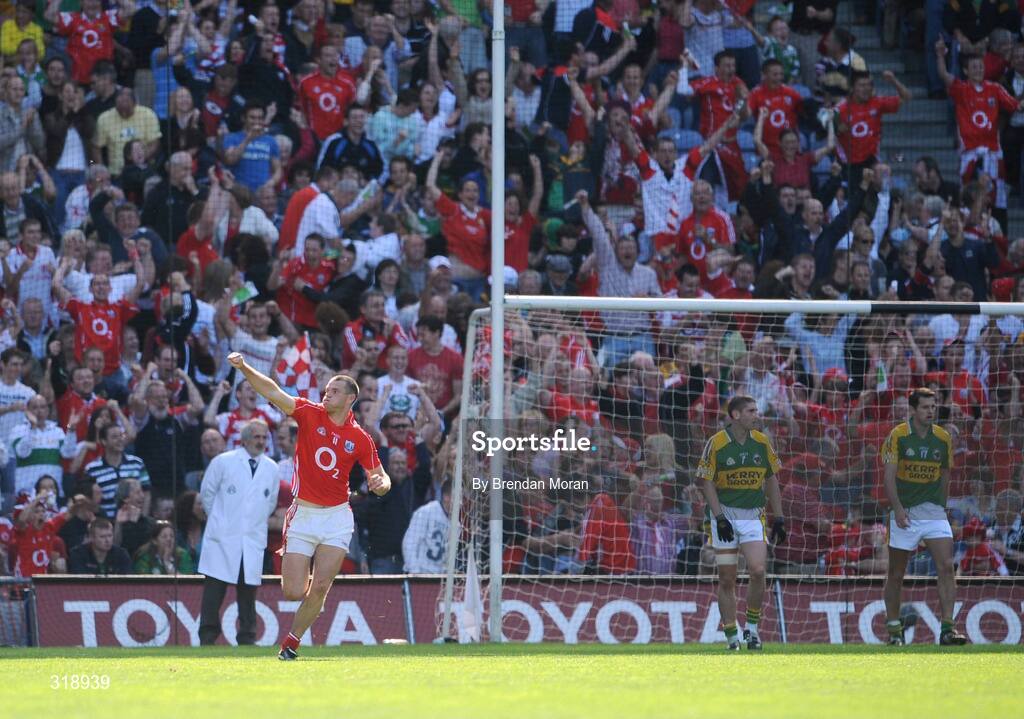 31 August 2008; Pierce O'Neill, Cork, celebrates scoring his side's second goal against Kerry. GAA Football All-Ireland Senior Championship Semi-Final Replay, Kerry v Cork, Croke Park, Dublin. Picture credit: Brendan Moran / SPORTSFILE