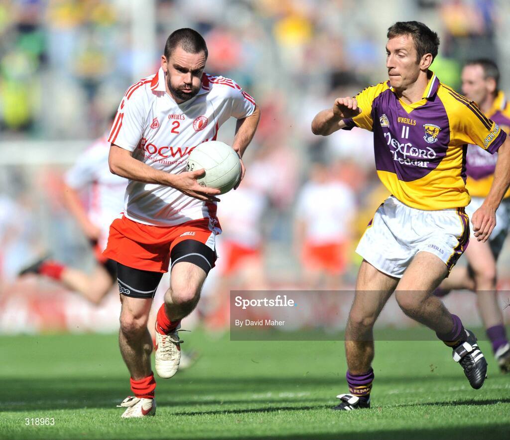 31 August 2008; Ryan McMenamin, Tyrone, in action against Redmond Barry, Wexford. GAA Football All-Ireland Senior Championship Semi-Final, Tyrone v Wexford, Croke Park, Dublin. Picture credit: David Maher / SPORTSFILE