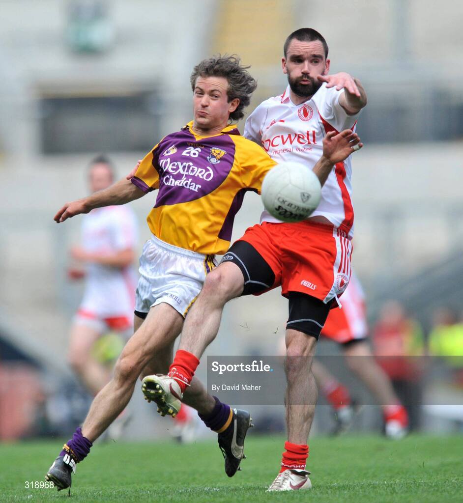 31 August 2008; Ryan McMenamin, Tyrone, in action against Ciaran Deely, Wexford. GAA Football All-Ireland Senior Championship Semi-Final, Tyrone v Wexford, Croke Park, Dublin. Picture credit: David Maher / SPORTSFILE