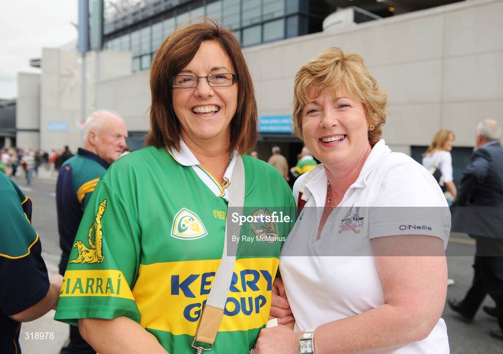 31 August 2008; Rival supporters Margaret Buckley, left, Macroom, and Mary Goold, also from Macroom, at the game. GAA Football All-Ireland Senior Championship Semi-Final Replay, Kerry v Cork, Croke Park, Dublin. Picture credit: Ray McManus / SPORTSFILE