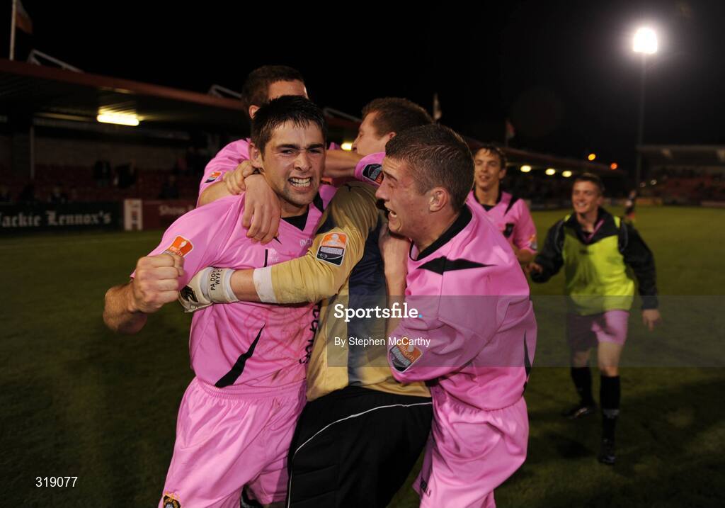 25 August 2008; Wexford Youths players celebrate after their side's victory. eircom League of Ireland Cup Semi-Final, Cork City v Wexford Youths, Turners Cross, Cork. Picture credit: Stephen McCarthy / SPORTSFILE