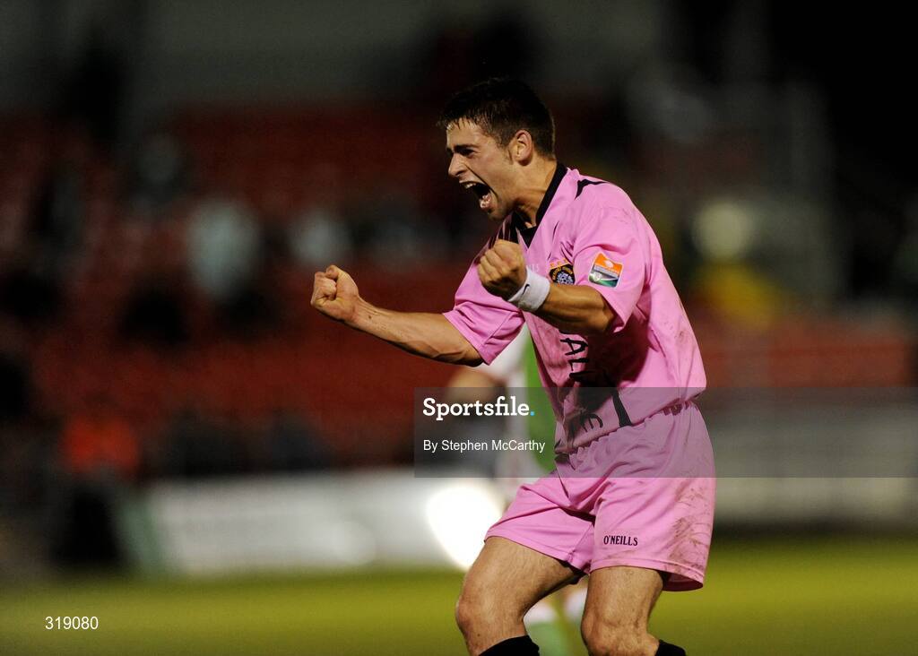 25 August 2008; John Flynn-O'Connor, Wexford Youths, celebrates after his side's victory. eircom League of Ireland Cup Semi-Final, Cork City v Wexford Youths, Turners Cross, Cork. Picture credit: Stephen McCarthy / SPORTSFILE