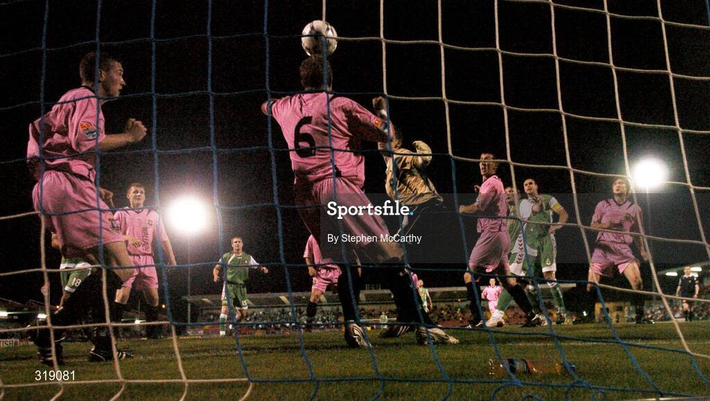 25 August 2008; Conor Sinnott, Wexford Youths, clears the ball off the line during the final minutes of the second half. eircom League of Ireland Cup Semi-Final, Cork City v Wexford Youths, Turners Cross, Cork. Picture credit: Stephen McCarthy / SPORTSFILE