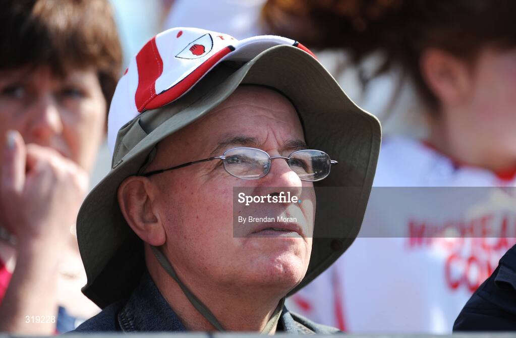 31 August 2008; A Tyrone fan watches the game. GAA Football All-Ireland Senior Championship Semi-Final, Tyrone v Wexford, Croke Park, Dublin. Picture credit: Brendan Moran / SPORTSFILE