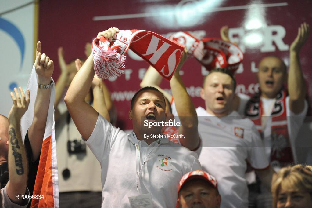 23 August 2008; Polish fans celebrate after the match. Emerald Hoops Day 3, Ireland v Poland, National Basketball Arena, Tallaght, Co. Dublin. Picture credit: Stephen McCarthy / SPORTSFILE