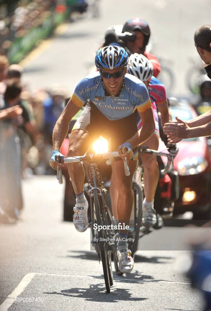 31 August 2008; Eventual stage winner Frantisek Rabon, Team Columbia, leads Fredrik Ericsson, Pezula Racing, and the race on the approach to the summit of Patrick's Hill, Cork. 2008 Tour of Ireland - Stage 5, Killarney - Cork. Picture credit: Stephen McCarthy / SPORTSFILE