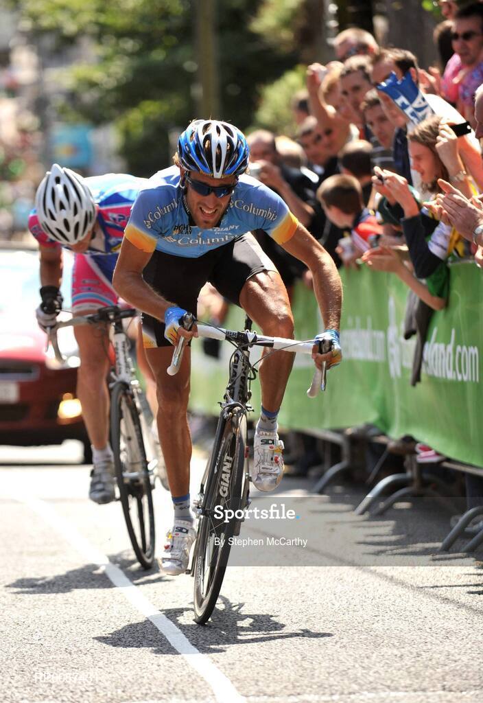 31 August 2008; Eventual stage winner Frantisek Rabon, Team Columbia, leads Fredrik Ericsson, Pezula Racing, and the race on the approach to the summit of Patrick's Hill, Cork. 2008 Tour of Ireland - Stage 5, Killarney - Cork. Picture credit: Stephen McCarthy / SPORTSFILE