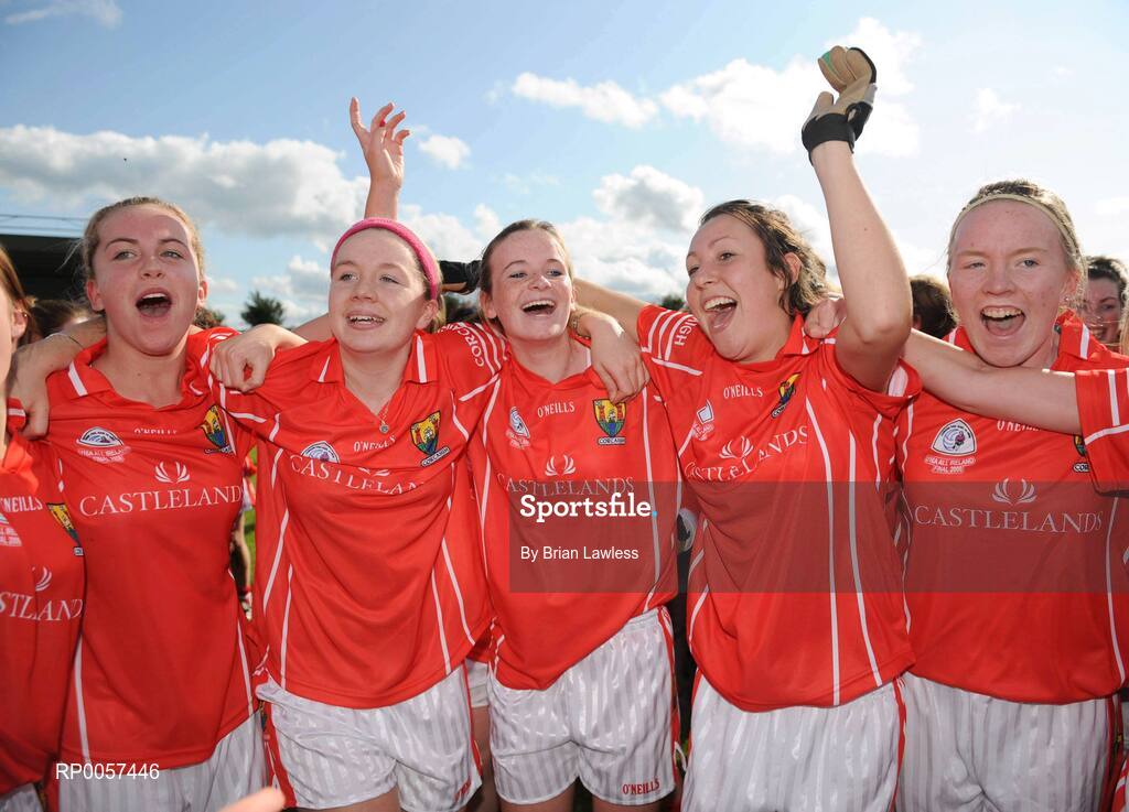 31 August 2008; Cork players celebrate after the match. All-Ireland Ladies U16 A Football Championship Final, Cork v Galway, McDonagh Park, Nenagh, Co. Tipperary. Picture credit: Brian Lawless / SPORTSFILE