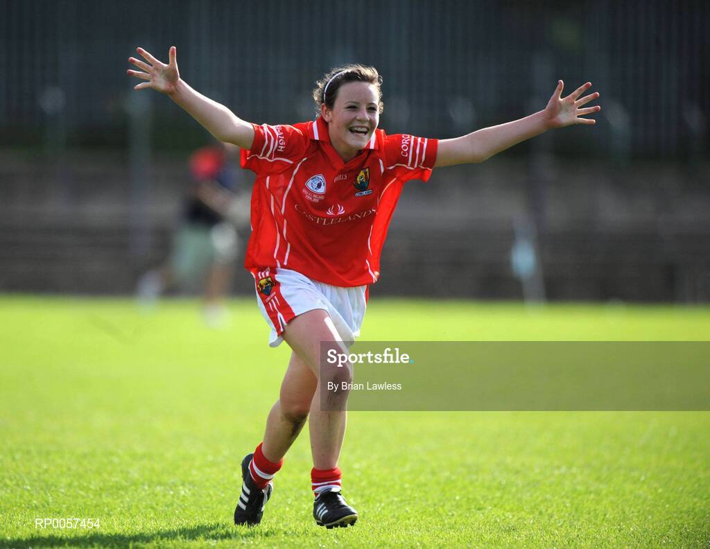 31 August 2008; Cork's Orlagh Farmer celebrates at the final whistle. All-Ireland Ladies U16 A Football Championship Final, Cork v Galway, McDonagh Park, Nenagh, Co. Tipperary. Picture credit: Brian Lawless / SPORTSFILE