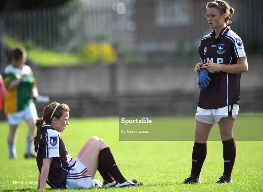 31 August 2008; Dejected Galway players Ciara Meagher, left, and Freddie Timmins. All-Ireland Ladies U16 A Football Championship Final, Cork v Galway, McDonagh Park, Nenagh, Co. Tipperary. Picture credit: Brian Lawless / SPORTSFILE