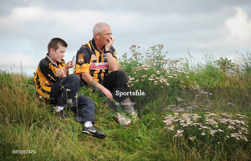 31 August 2008; Two Kilkenny fans during the game. All-Ireland Minor A Championship Final, Clare v Kilkenny, Geraldine Park, Athy, Co. Kildare. Photo by Sportsfile