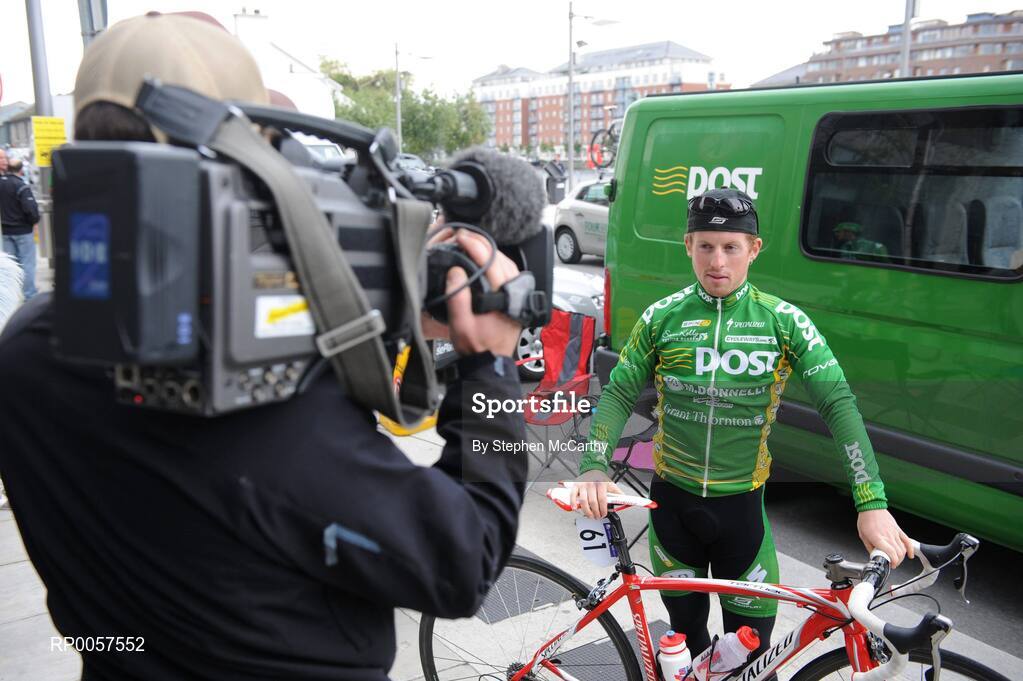 27 August 2008; Paidi O'Brien, of the An Post Sponored Sean Kelly team, is filmed ahead of the opening stage of the Tour of Ireland. 2008 Tour of Ireland - Stage 1, Dublin - Waterford. Picture credit: Stephen McCarthy / SPORTSFILE  *** Local Caption ***