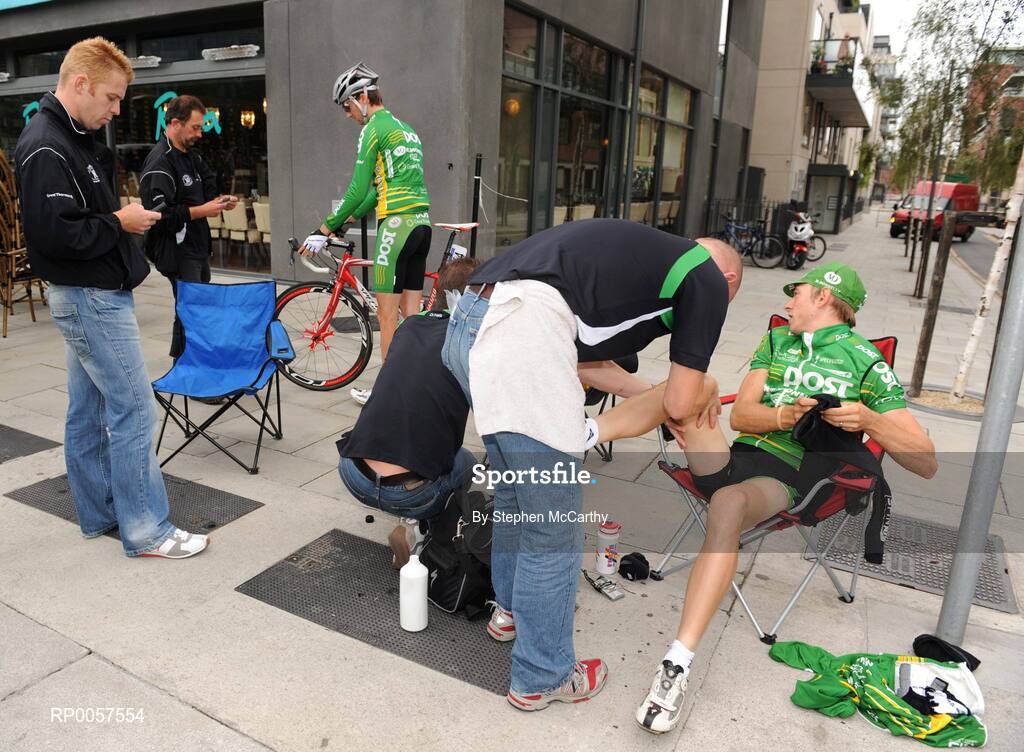 27 August 2008; A general view of the An Post Sponored Sean Kelly team preparing ahead of the opening stage of the Tour of Ireland. 2008 Tour of Ireland - Stage 1, Dublin - Waterford. Picture credit: Stephen McCarthy / SPORTSFILE  *** Local Caption ***