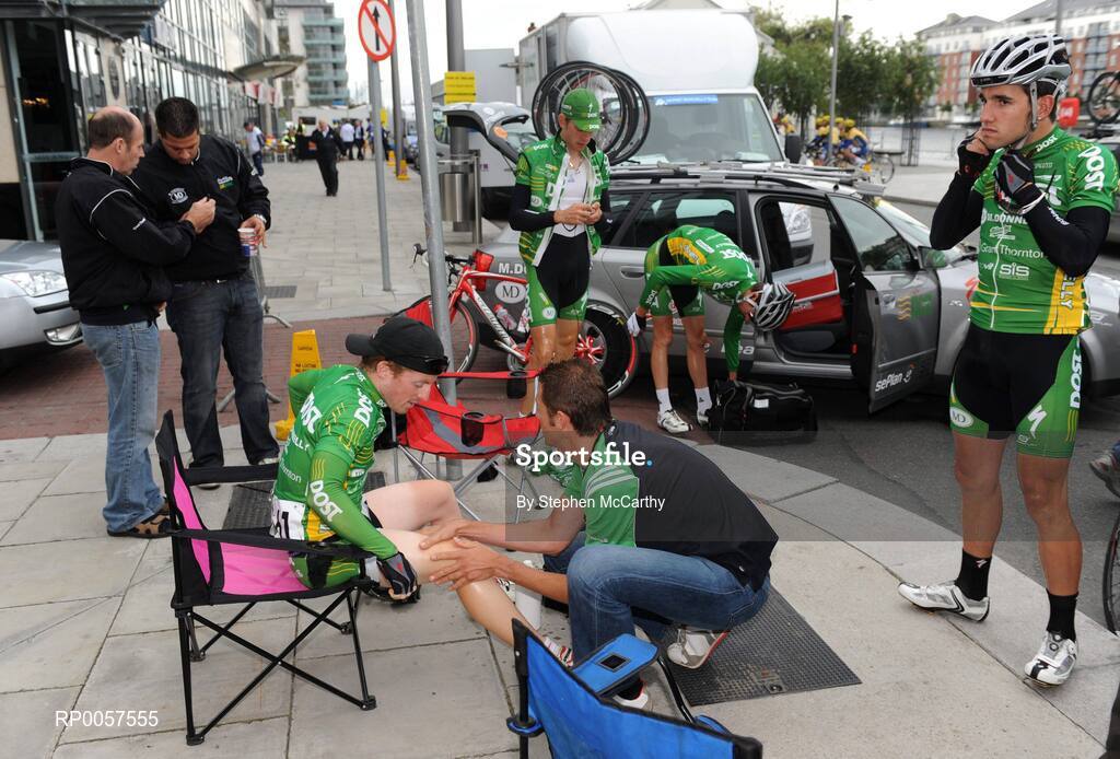 27 August 2008; A general view of the An Post Sponored Sean Kelly team, setting up ahead of the opening stage of the Tour of Ireland. 2008 Tour of Ireland - Stage 1, Dublin - Waterford. Picture credit: Stephen McCarthy / SPORTSFILE  *** Local Caption ***