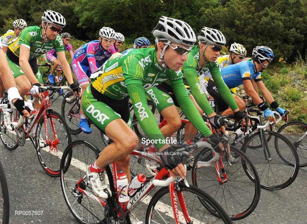 29 August 2008; Members of the An Post sponsored Sean Kelly team, from left, Daniel Lloyd, Dan Fleeman, and Kenny Lisabeth in action during the third stage of the Tour of Ireland. 2008 Tour of Ireland - Stage 3, Ballinrobe - Galway. Picture credit: Stephen McCarthy / SPORTSFILE  *** Local Caption ***