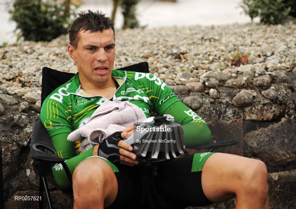 29 August 2008; Kenny Lisabeth, of the An Post sponsored Sean Kelly team, after the third stage of the Tour of Ireland. 2008 Tour of Ireland - Stage 3, Ballinrobe - Galway. Picture credit: Stephen McCarthy / SPORTSFILE  *** Local Caption ***