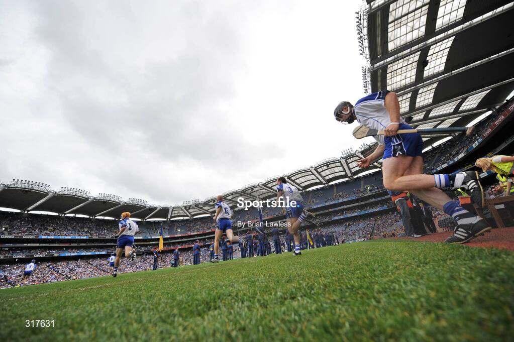 17 August 2008; The Waterford players run onto the pitch. GAA Hurling All-Ireland Senior Championship Semi-Final, Tipperary v Waterford, Croke Park, Dublin. Picture credit: Brian Lawless / SPORTSFILE