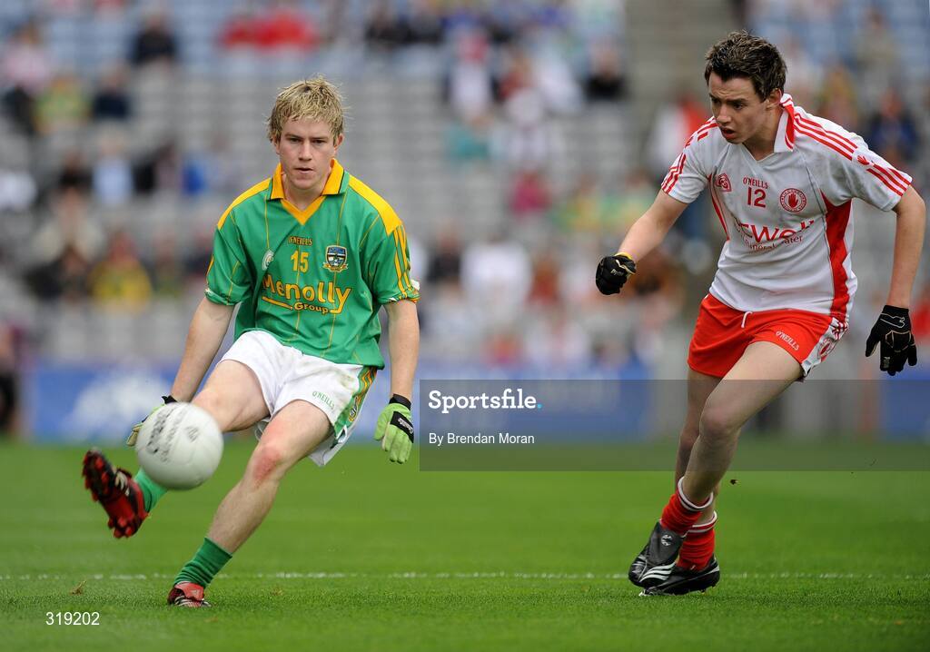 31 August 2008; Mark Battersby, Meath, in action against Matthew Donnelly, Tyrone. ESB GAA Football All-Ireland Minor Championship Semi-Final, Meath v Tyrone, Croke Park, Dublin. Picture credit: Brendan Moran / SPORTSFILE