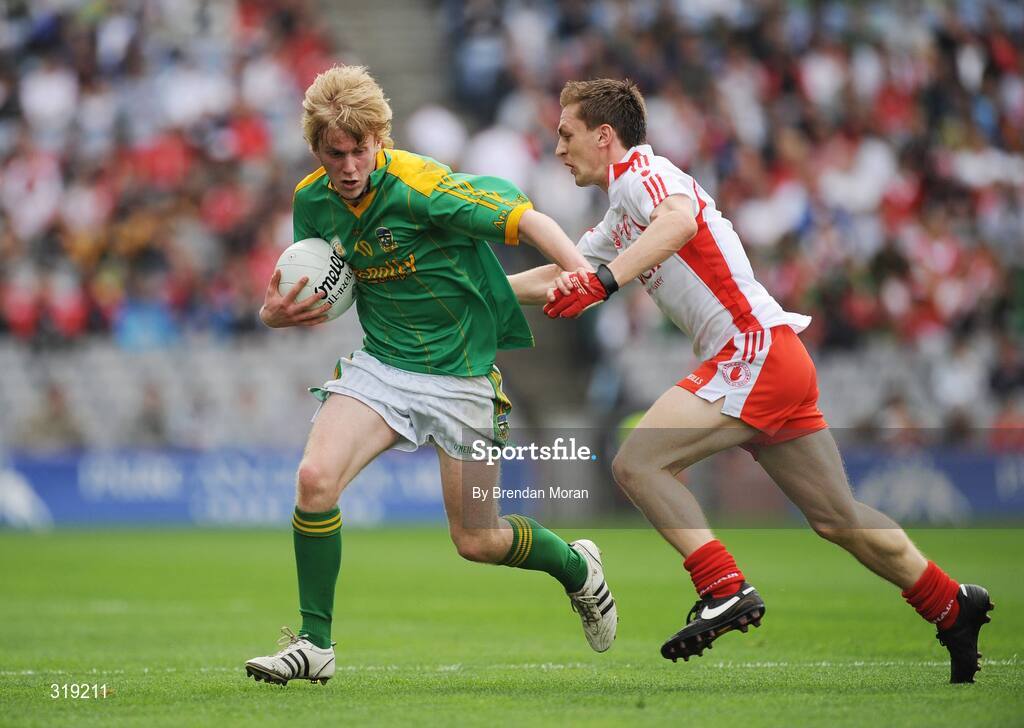 31 August 2008; Daire Smyth, Meath, in action against Kevin Mossey, Tyrone. ESB GAA Football All-Ireland Minor Championship Semi-Final, Meath v Tyrone, Croke Park, Dublin. Picture credit: Brendan Moran / SPORTSFILE