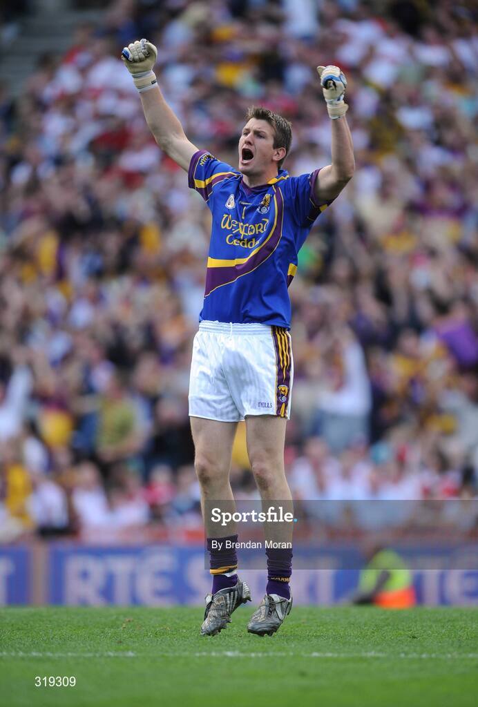 31 August 2008; Wexford goalkeeper Anthony Masterson celebrates after his side scored their goal. GAA Football All-Ireland Senior Championship Semi-Final, Tyrone v Wexford, Croke Park, Dublin. Picture credit: Brendan Moran / SPORTSFILE
