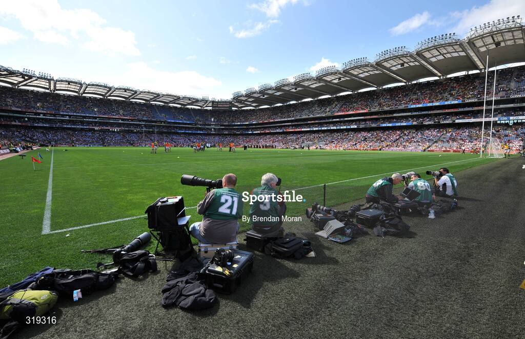 31 August 2008; Photographers working in Croke Park. GAA Football All-Ireland Senior Championship Semi-Final, Tyrone v Wexford, Croke Park, Dublin. Picture credit: Brendan Moran / SPORTSFILE