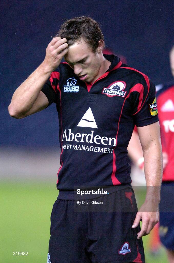 5 September 2008; Edinburgh captain Mike Blair walks off the field dejected following his teams defeat to Munster. Magners League, Edinburgh v Munster, Murrayfield Stadium, Edinburgh, Scotland. Picture credit: Dave Gibson / SPORTSFILE