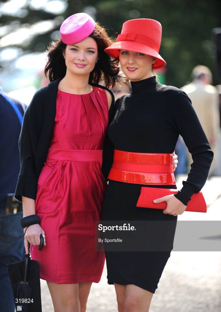 7 September 2008; Sisters Martha, left, and Louise Lynn, from Roscommon at the races. Horse Racing, Leopardstown, Dublin. Photo by Sportsfile
