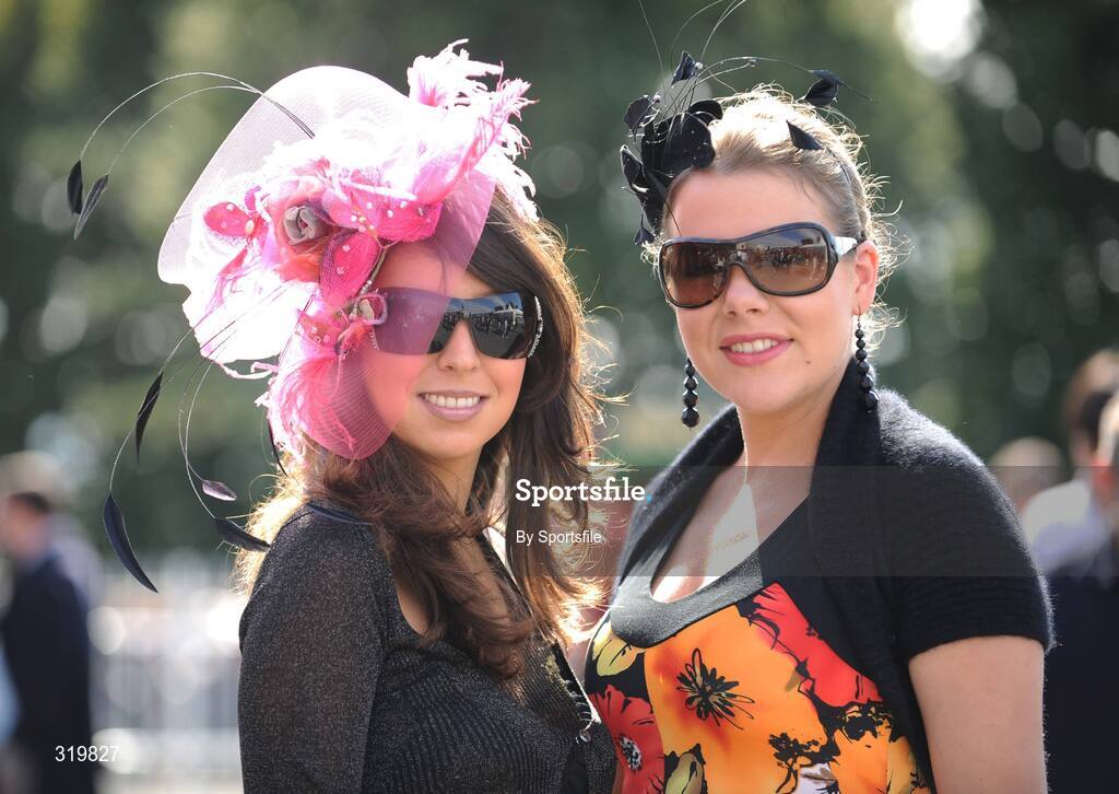 7 September 2008; Ronnie Ryan, left, from Monkstown, Co. Dublin and Louise Musgrave, from Cork City, enjoying the racing at Leopardstown. Horse Racing, Leopardstown, Dublin. Photo by Sportsfile