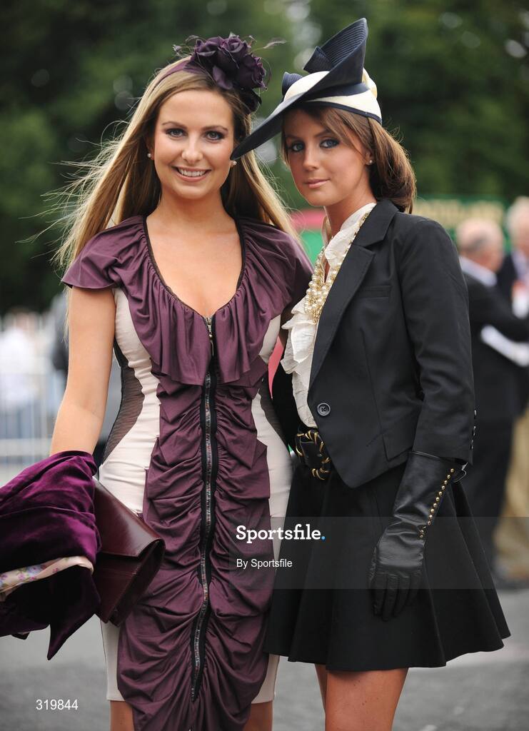 7 September 2008; Emily O'Donnell, left, Leopardstown, Co. Dublin and Tara Doyle, Carrickmines, Co. Dublin at the races. Horse Racing, Leopardstown, Dublin. Photo by Sportsfile