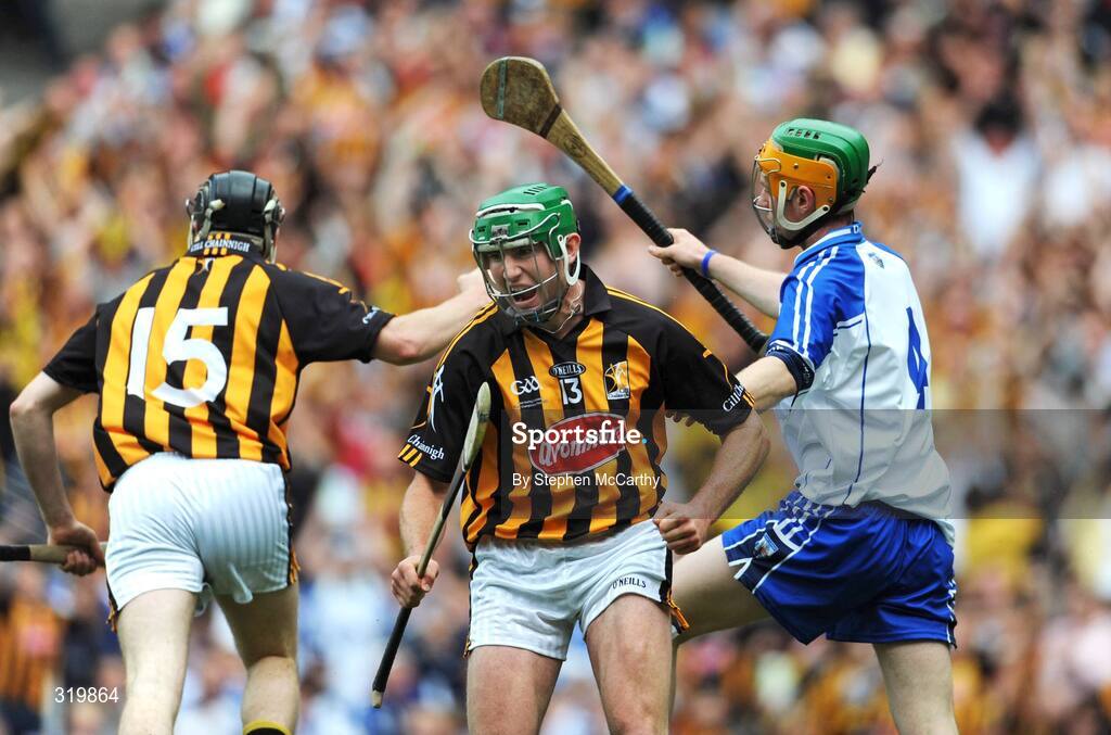 7 September 2008; Eddie Brennan, Kilkenny, 13, celebrates with team-mate Aidan Fogarty, after scoring his side's second goal, as Aidan Kearney, Waterford, looks away. GAA Hurling All-Ireland Senior Championship Final, Kilkenny v Waterford, Croke Park, Dublin. Picture credit: Stephen McCarthy / SPORTSFILE