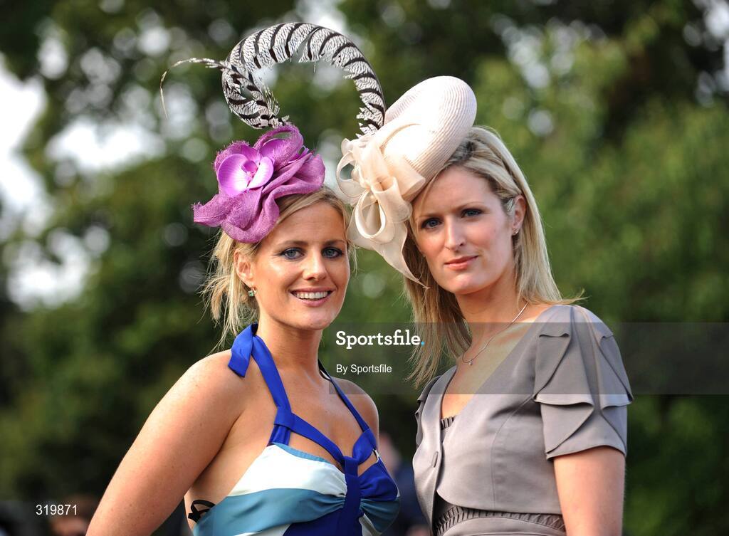 7 September 2008; Grainne Doyle, left, from Kilkenny and Derval O'Connell from Killarney, at the races. Horse Racing, Leopardstown, Dublin. Photo by Sportsfile