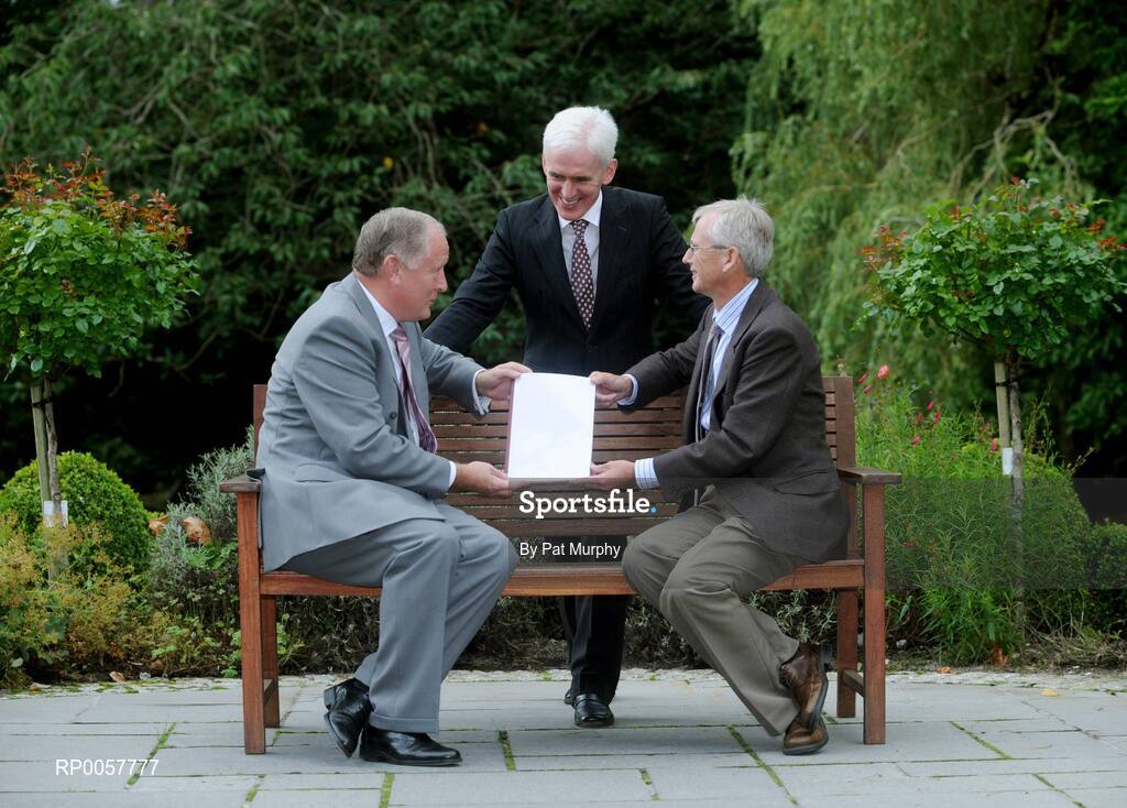 4 September 2008; Eamonn McCartan, CEO, Sport Northern, left, Michael McGeehin, Director, NCTC/Coaching Ireland, centre, and John Treacy, CEO, Irish Sports Council at a photocall ahead of the 9th Coaching Forum on the 13th & 14th of September 2008 held by the National Coaching & Training Centre. The forum is entitled 'Developing Decision Makers in Sport'. This very important forum for Irish sport includes the launch of 'Coaching Ireland', an all-island body with a very specific coaching remit, and also includes the launch of the Coaching Strategy for Ireland. Ballymascanlon Hotel, Co Louth. Picture credit: Pat Murphy / SPORTSFILE