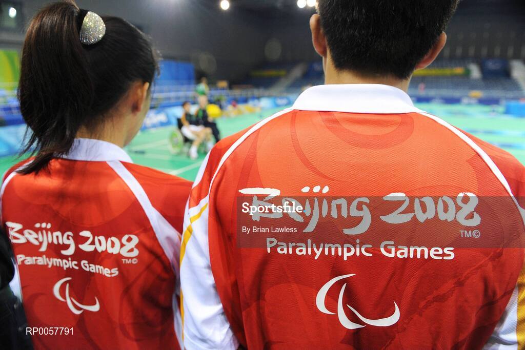 5 September 2008; Paralympic volunteers look on during an Ireland Boccia team training session. Beijing 2008 Paralympic Games, Fencing Hall of National Convention Centre, Olympic Green, Beijing, China. Picture credit: Brian Lawless / SPORTSFILE