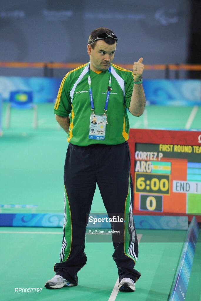 5 September 2008; Paralympic Performance Director Liam Harbison during a Boccia training session. Beijing 2008 Paralympic Games, Fencing Hall of National Convention Centre, Olympic Green, Beijing, China. Picture credit: Brian Lawless / SPORTSFILE