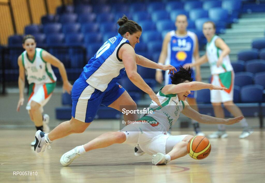 6 September 2008; Lindsay Peat, Ireland, in action against Hildur Sigurdardottir, Iceland. Senior Women's Basketball European Championship - Division B - Group A - Ireland v Iceland, National Basketball Arena, Tallaght, Dublin. Picture credit: Stephen McCarthy / SPORTSFILE