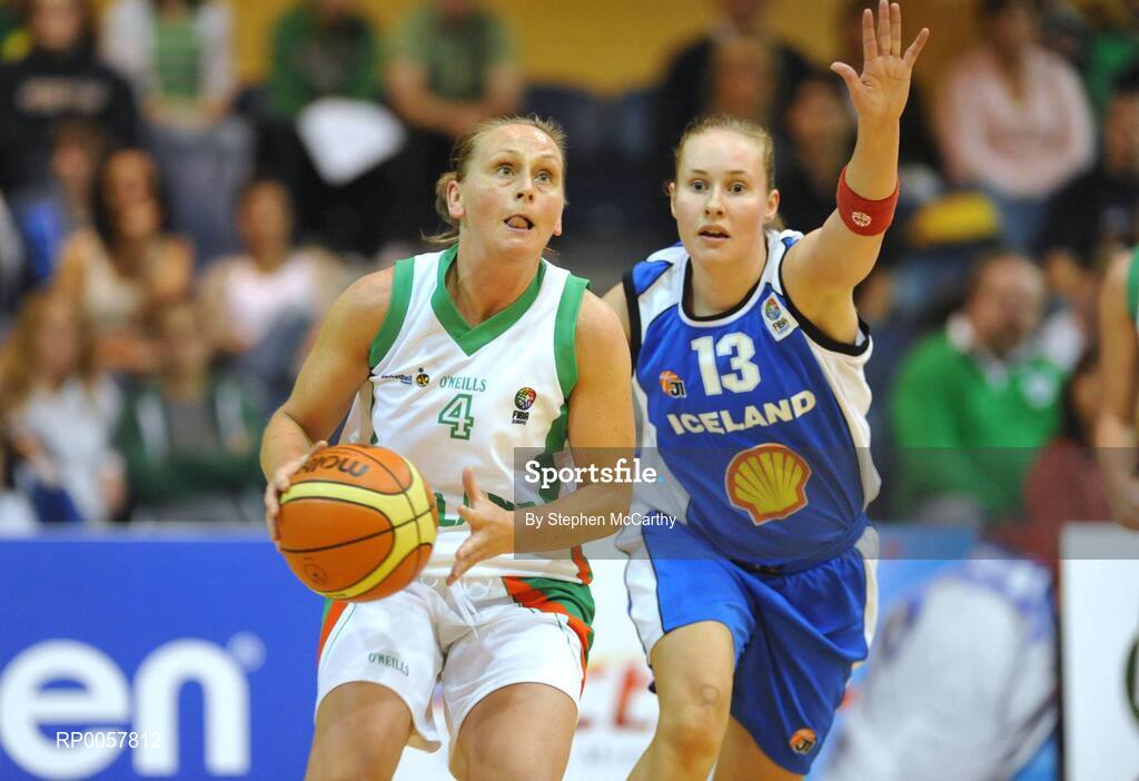 6 September 2008; Michelle Aspell, Ireland, in action against Kristrun Sverrisdottir, Iceland. Senior Women's Basketball European Championship - Division B - Group A - Ireland v Iceland, National Basketball Arena, Tallaght, Dublin. Picture credit: Stephen McCarthy / SPORTSFILE