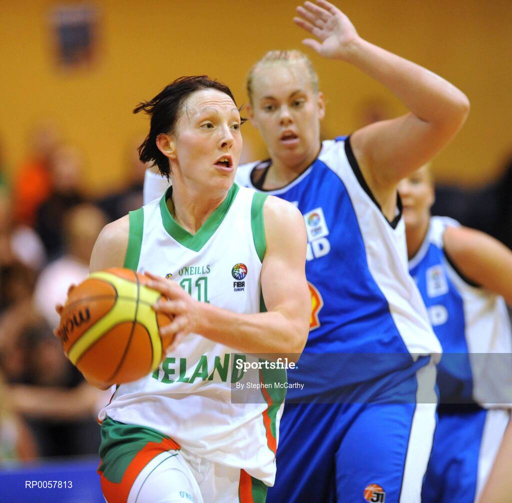 6 September 2008; Lindsay Peat, Ireland, in action against Helena Sverrisdottir, Iceland. Senior Women's Basketball European Championship - Division B - Group A - Ireland v Iceland, National Basketball Arena, Tallaght, Dublin. Picture credit: Stephen McCarthy / SPORTSFILE