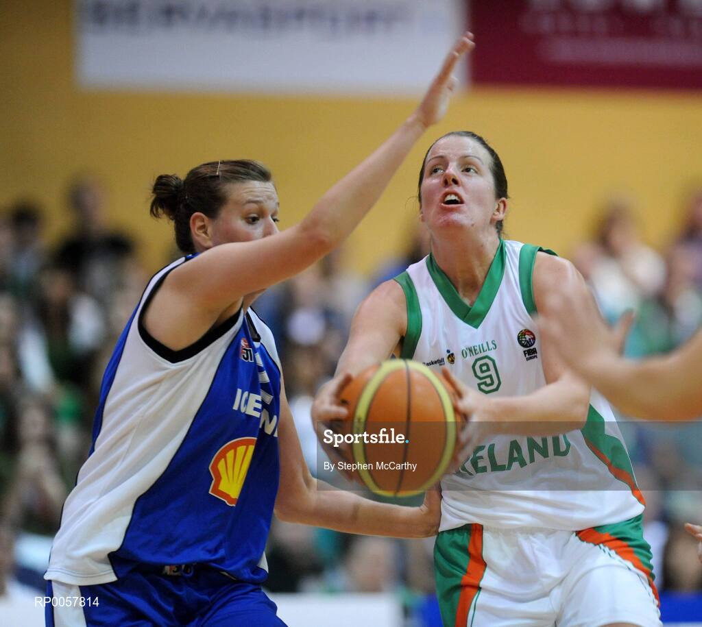 6 September 2008; Michelle Fahy, Ireland, in action against Sigrun Amundadottir, Iceland. Senior Women's Basketball European Championship - Division B - Group A - Ireland v Iceland, National Basketball Arena, Tallaght, Dublin. Picture credit: Stephen McCarthy / SPORTSFILE