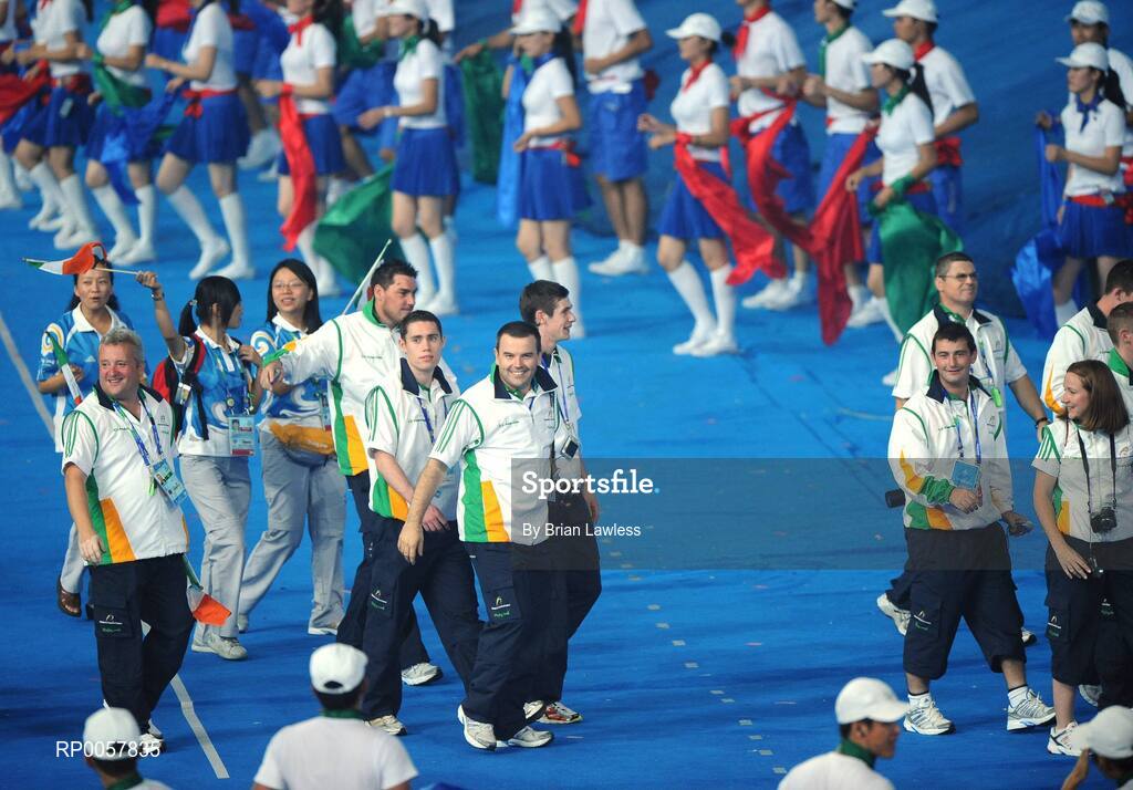 6 September 2008; Members of the Ireland Paralympic team make their way into the stadium during the Opening Ceremony of the Beijing Paralympic Games 2008, National Stadium, Olympic Green, Beijing, China. Picture credit: Brian Lawless / SPORTSFILE