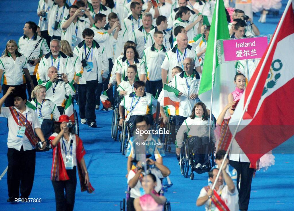 6 September 2008; A general view of the Ireland team entering the stadium for Opening Ceremony of the Beijing Paralympic Games 2008, National Stadium, Olympic Green, Beijing, China. Picture credit: Brian Lawless / SPORTSFILE