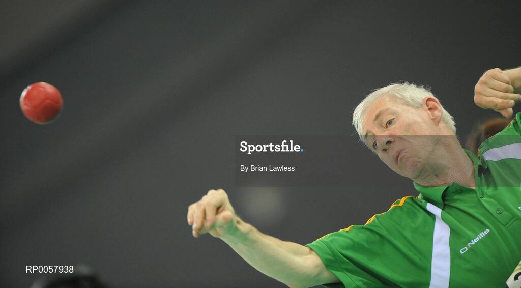 7 September 2008; Tom Leahy, from Fermoy, Co. Cork, during his opening pool match of the Individual Boccia competition against Risa Kainuma of Japan. Tom lost his match 4-2. Beijing Paralympic Games 2008, Mixed Individual Boccia BC2, Pool B, Fencing Hall of National Convention Centre, Olympic Green, Beijing, China. Picture credit: Brian Lawless / SPORTSFILE
